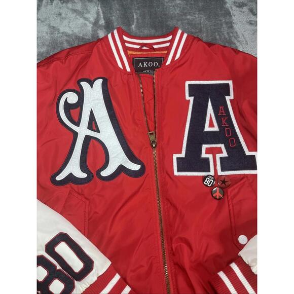 Akoo Academy Varsity Jacket Men’s Size L Hip Hop Streetwear Big Logo Spellout - Picture 3 of 8